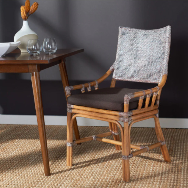 Rattan Chair Furniture Set Cushion Sofa Sectional Farmhouse Cotton Brown Wood