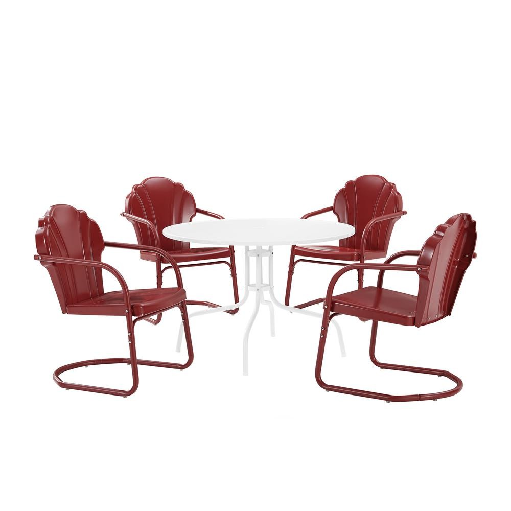 Tulip 5Pc Retro Outdoor Dining Set – Dining Table & 4 Chairs