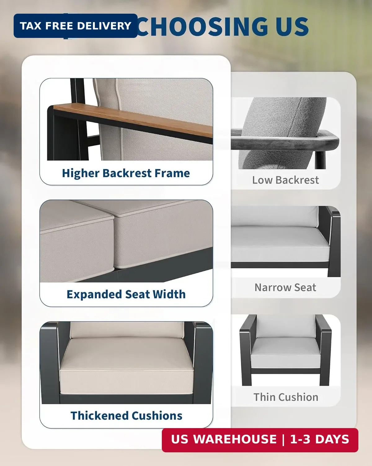 Garvee Aluminum Patio Furniture Set 5 Seats, Generous Outdoor Sectional with Was
