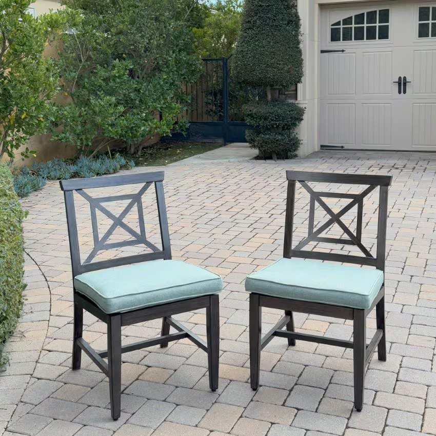 Atlantis Aluminum 2 Pc Set Armless Dining Chair Set in Walnut/Spa by Darlee