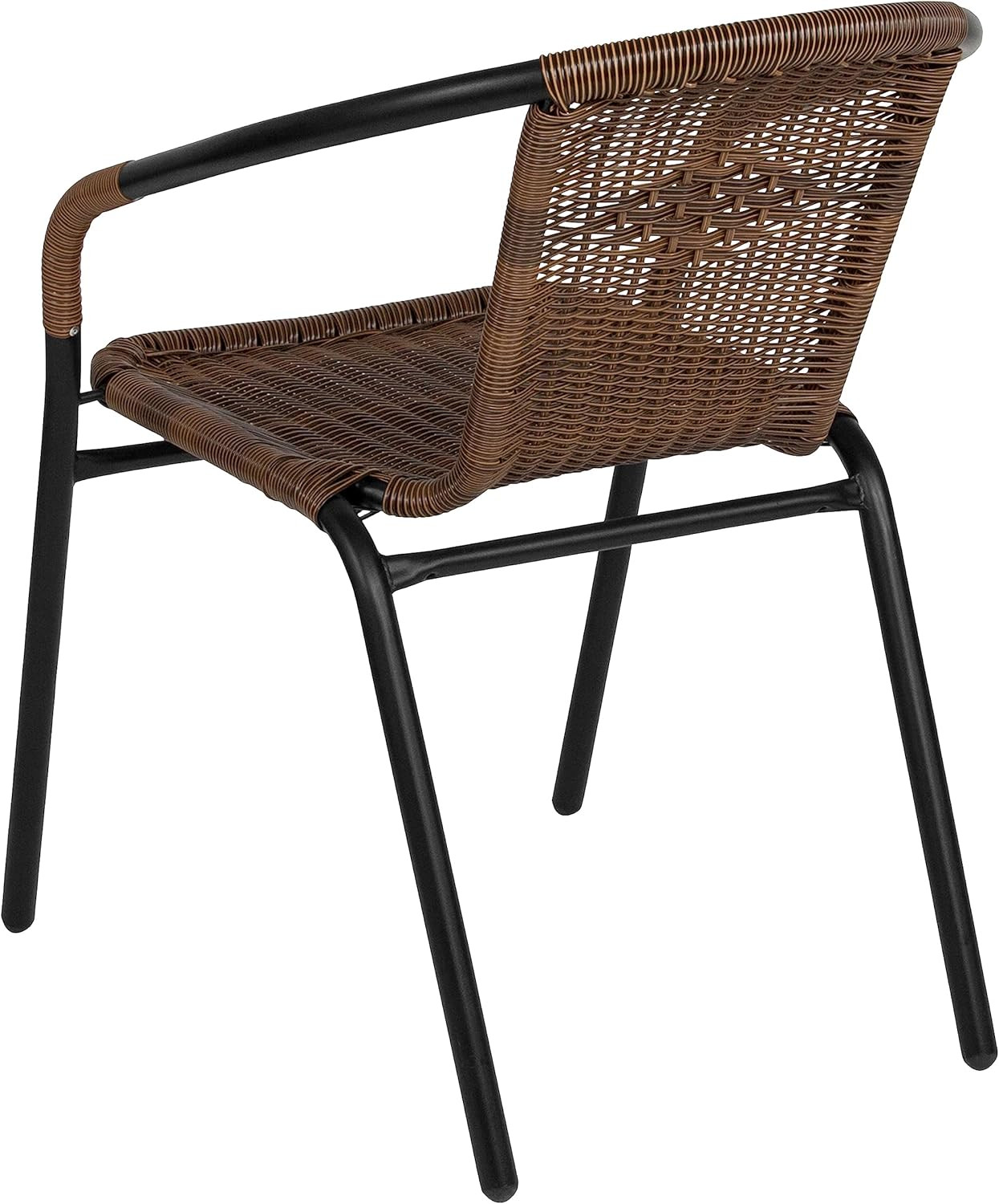 Flash Furniture Lila Modern Rattan Indoor/Outdoor Stackable Dining Chairs, Stack