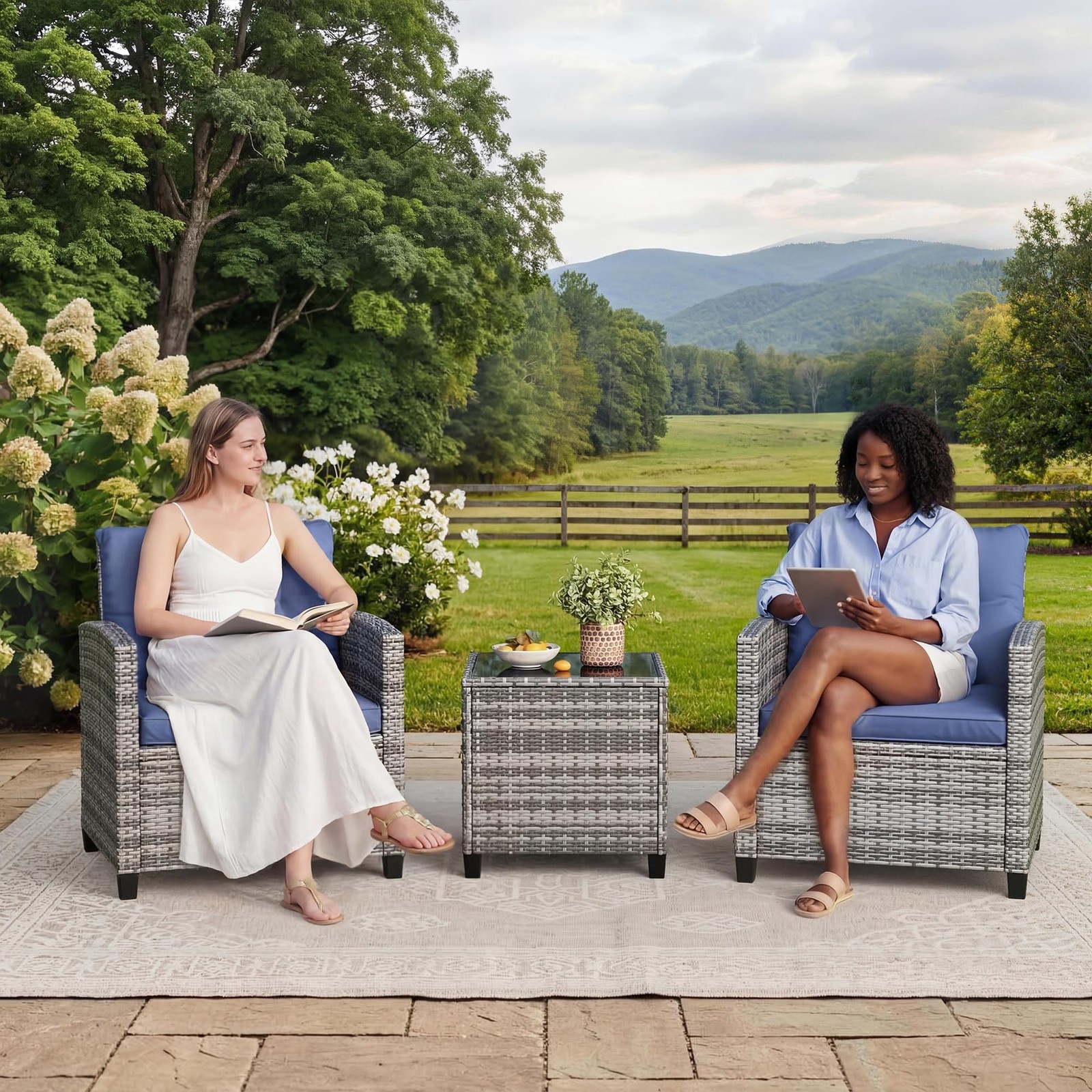 Garvee Outdoor Wicker Chairs,3 Pieces Patio Furniture Set,All Weather High Ba…