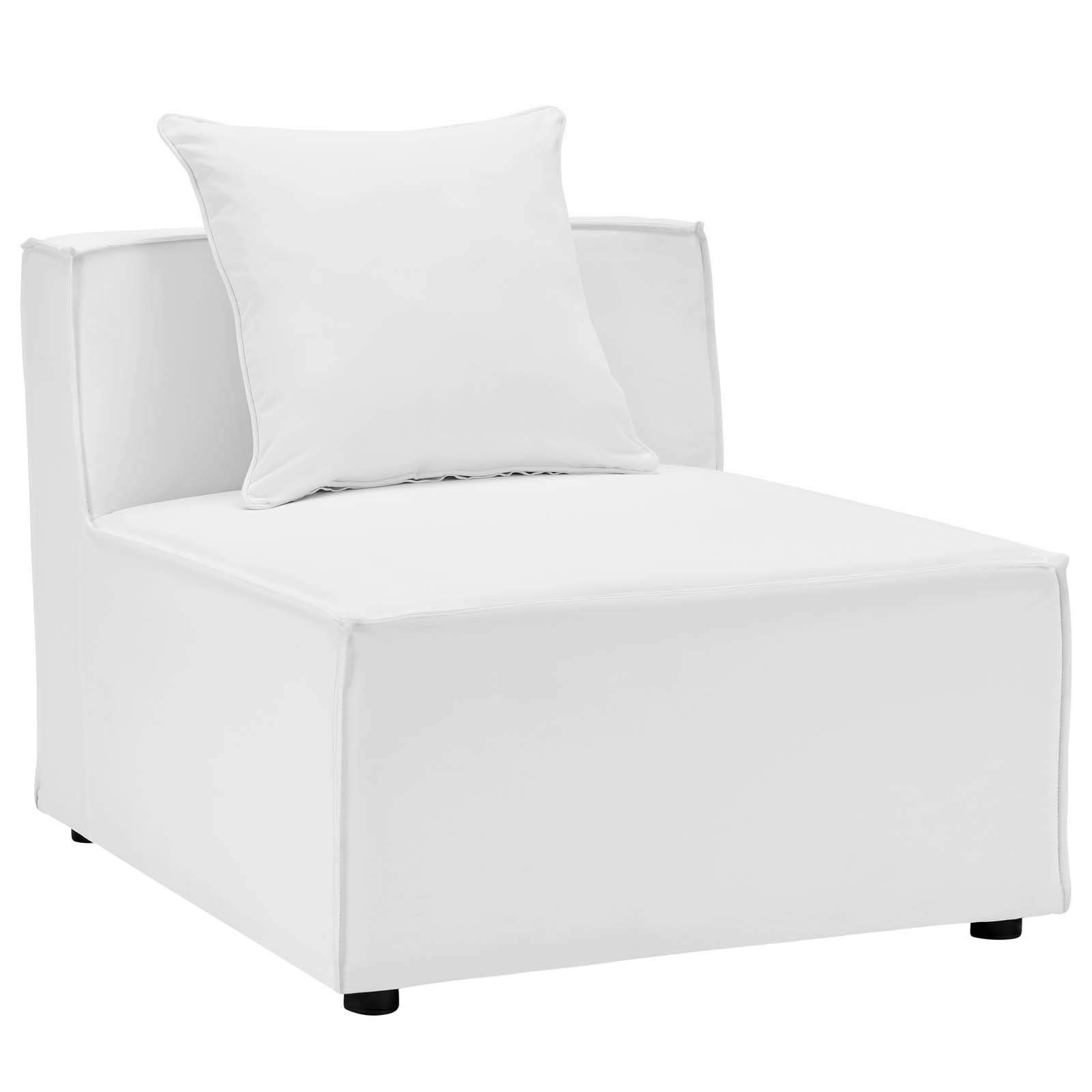 Modway Saybrook 7-Piece Patio Fabric Upholstered Sectional Sofa in White