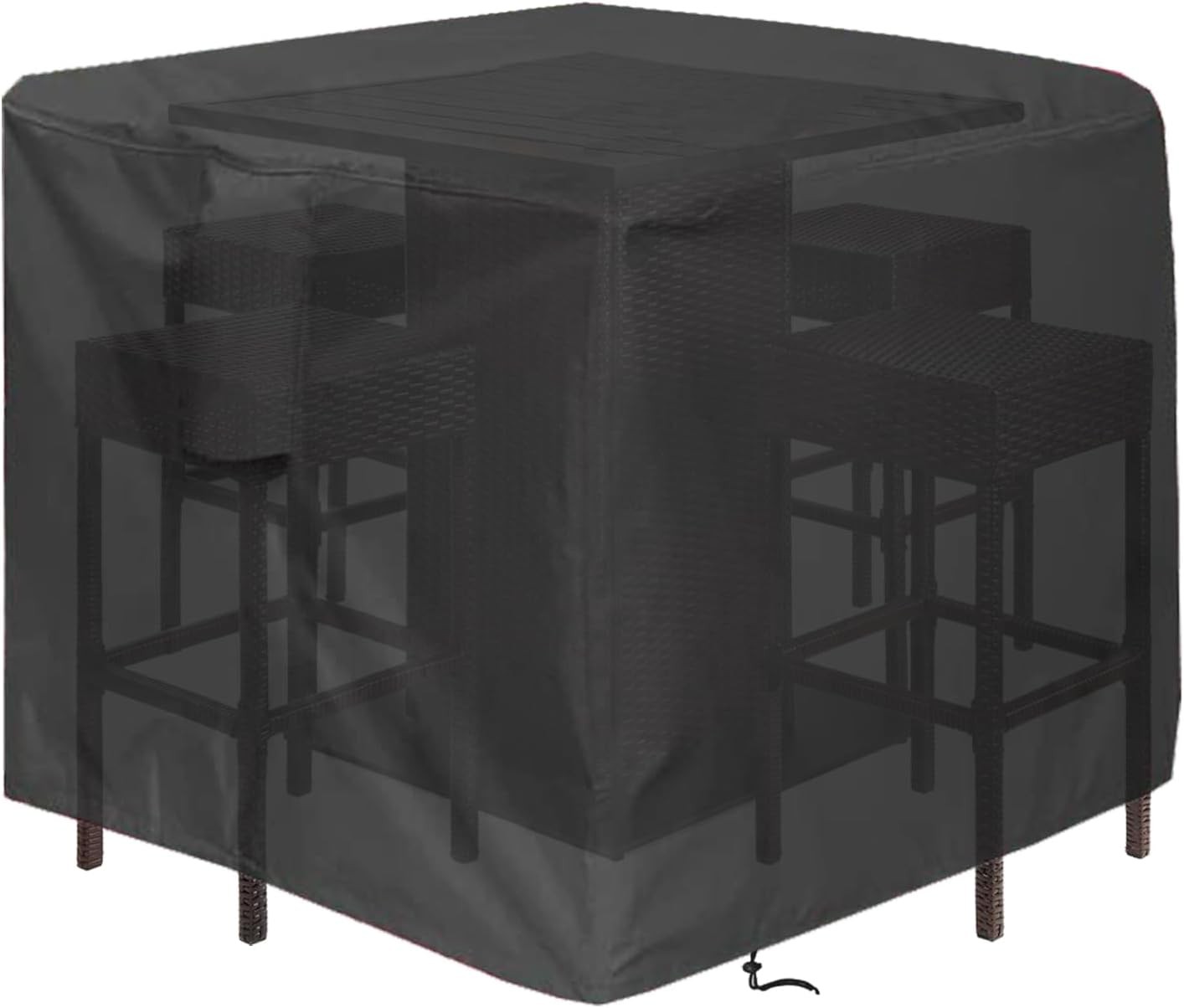 5 Piece Bar Height Patio Dining Set Covers Outdoor Waterproof Square Wicker Bar