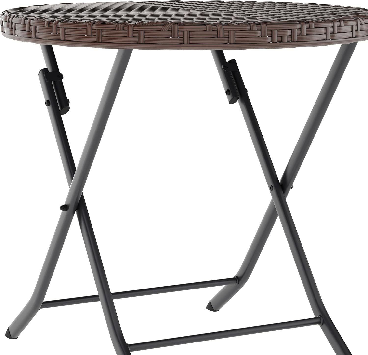 Rouen Commercial Grade Folding Bistro Set, Indoor/Outdoor PE Rattan Table Top, B