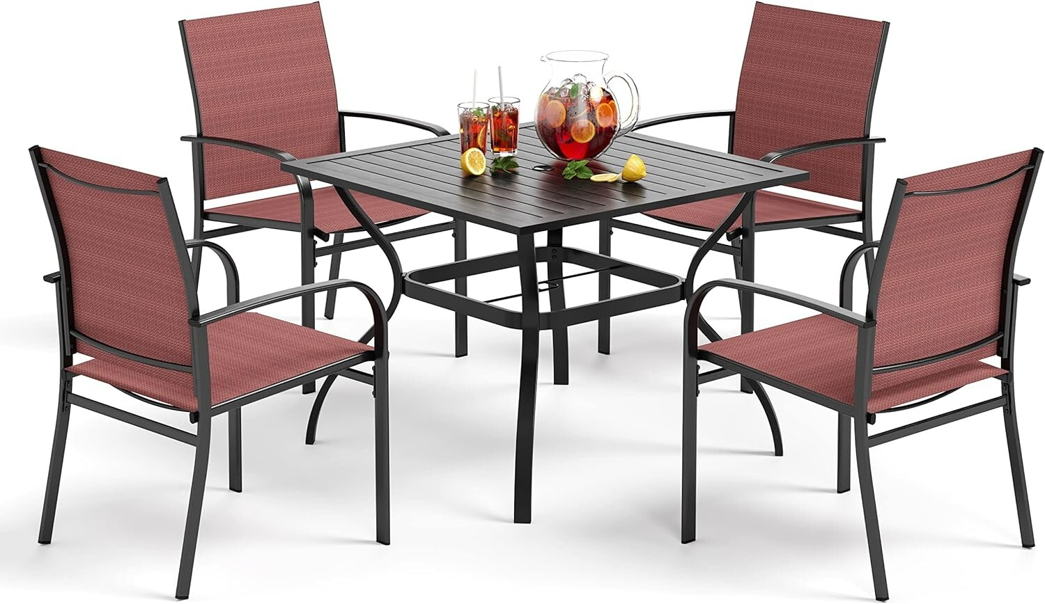5 Piece Patio Dining Set Outdoor Table and Chairs Set of 4 for Garden Backyard