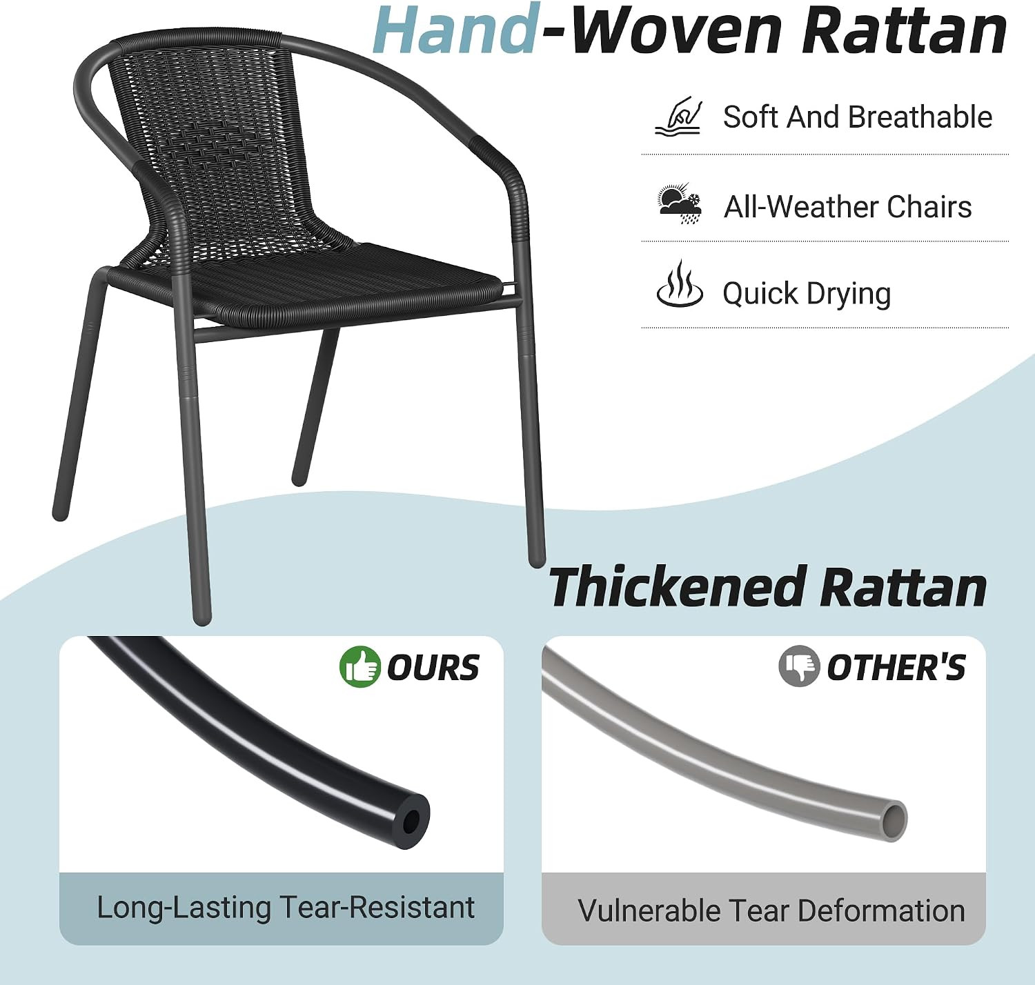 Outdoor Dining Chairs Set of 4, Stackable Patio Chairs, Rattan Wicker Patio Chai