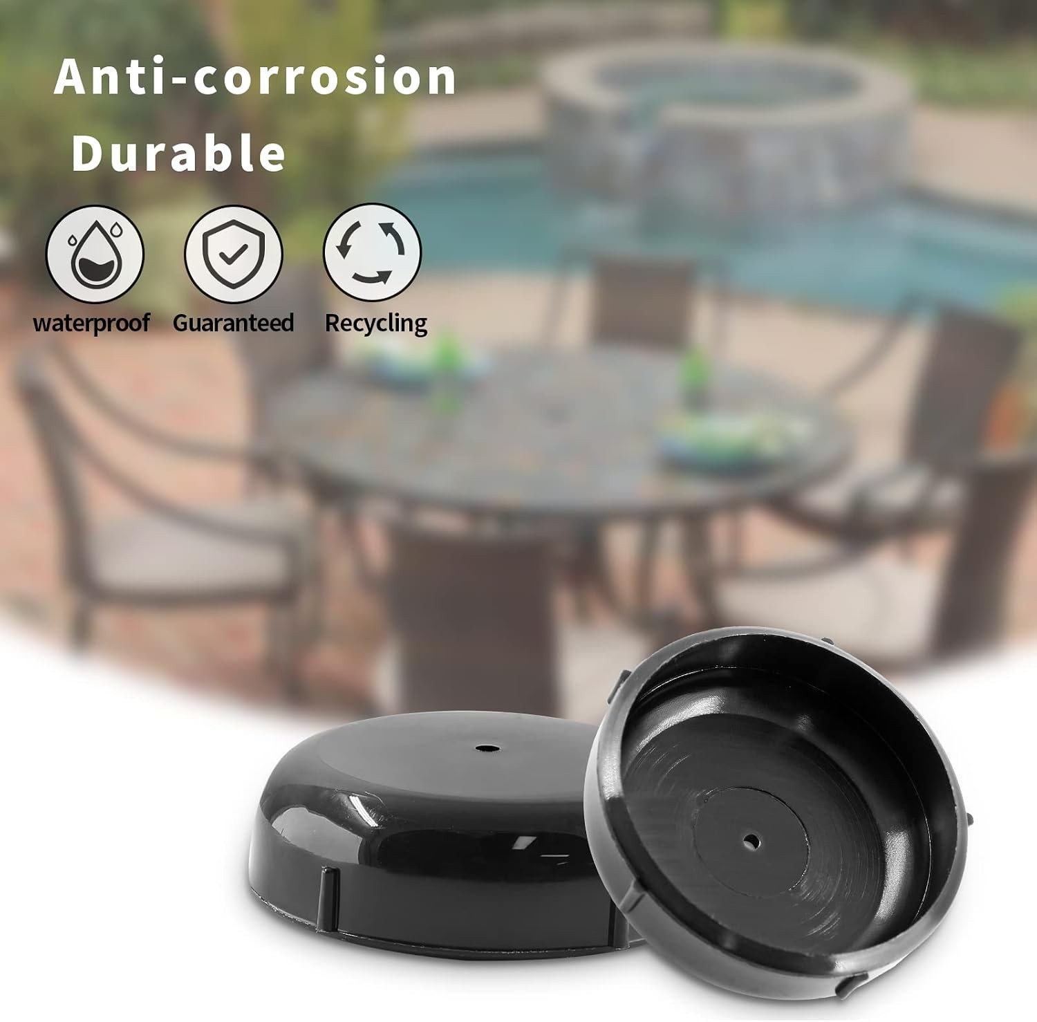 40 Pcs 1-1/2″ Wrought Iron Patio Furniture Feet Caps Black Plastic Chair Leg Gli