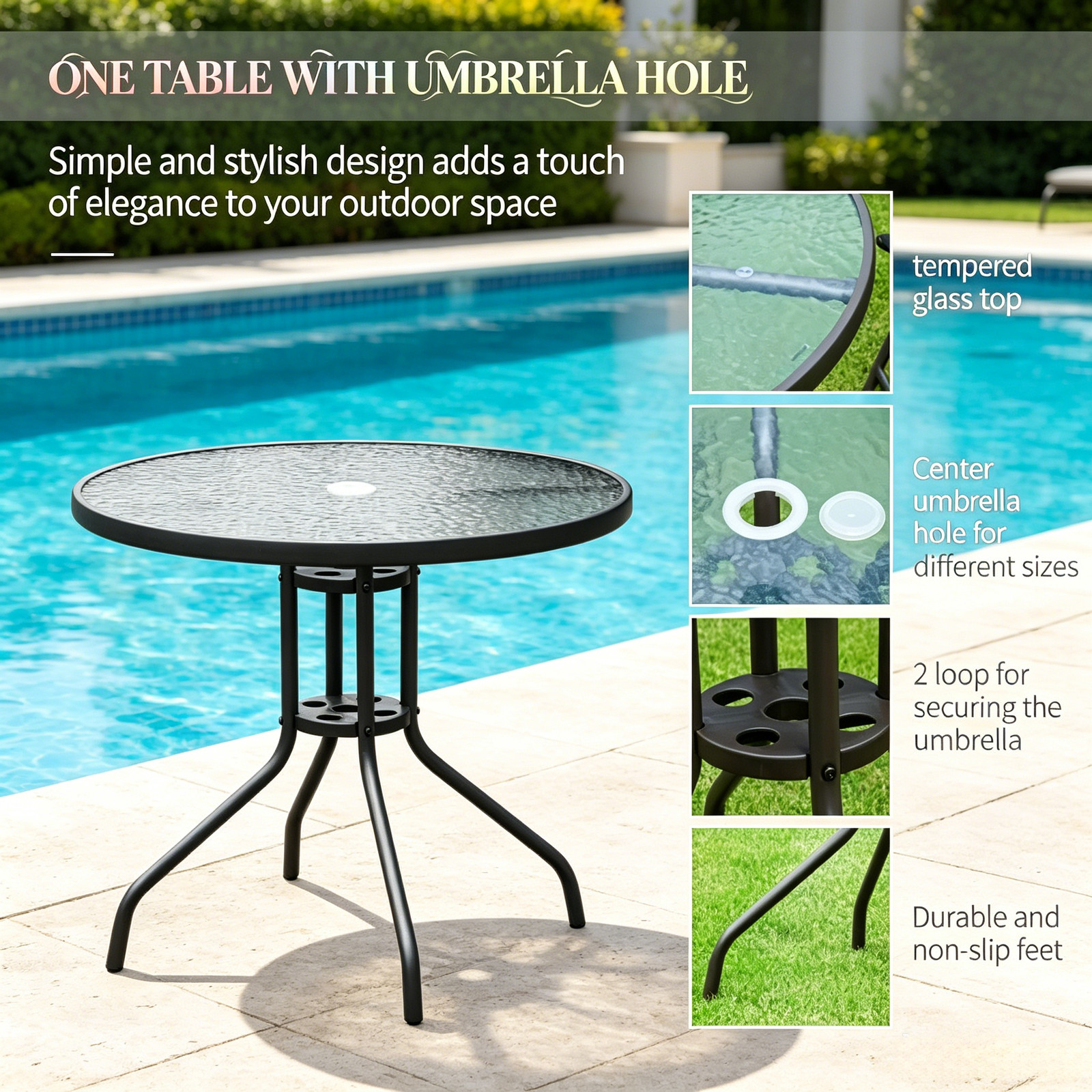 6-Piece Outdoor Dining Furniture Set w/ Umbrella, Table & 4 Chairs