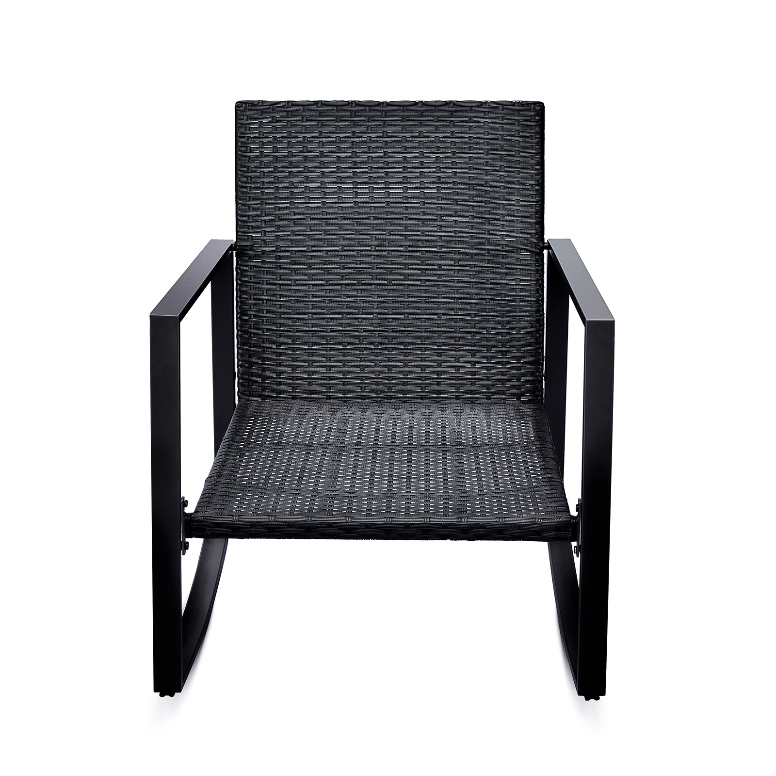 3-Piece Patio Bistro Set Rocking Chairs Blue Cushion Outdoor Garden Poolside Set