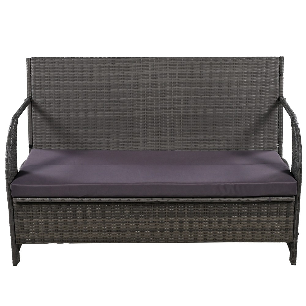 Versatile Outdoor Loveseat 2 Seats Sofa Convert to 4 Seats & Table Garden & Lawn