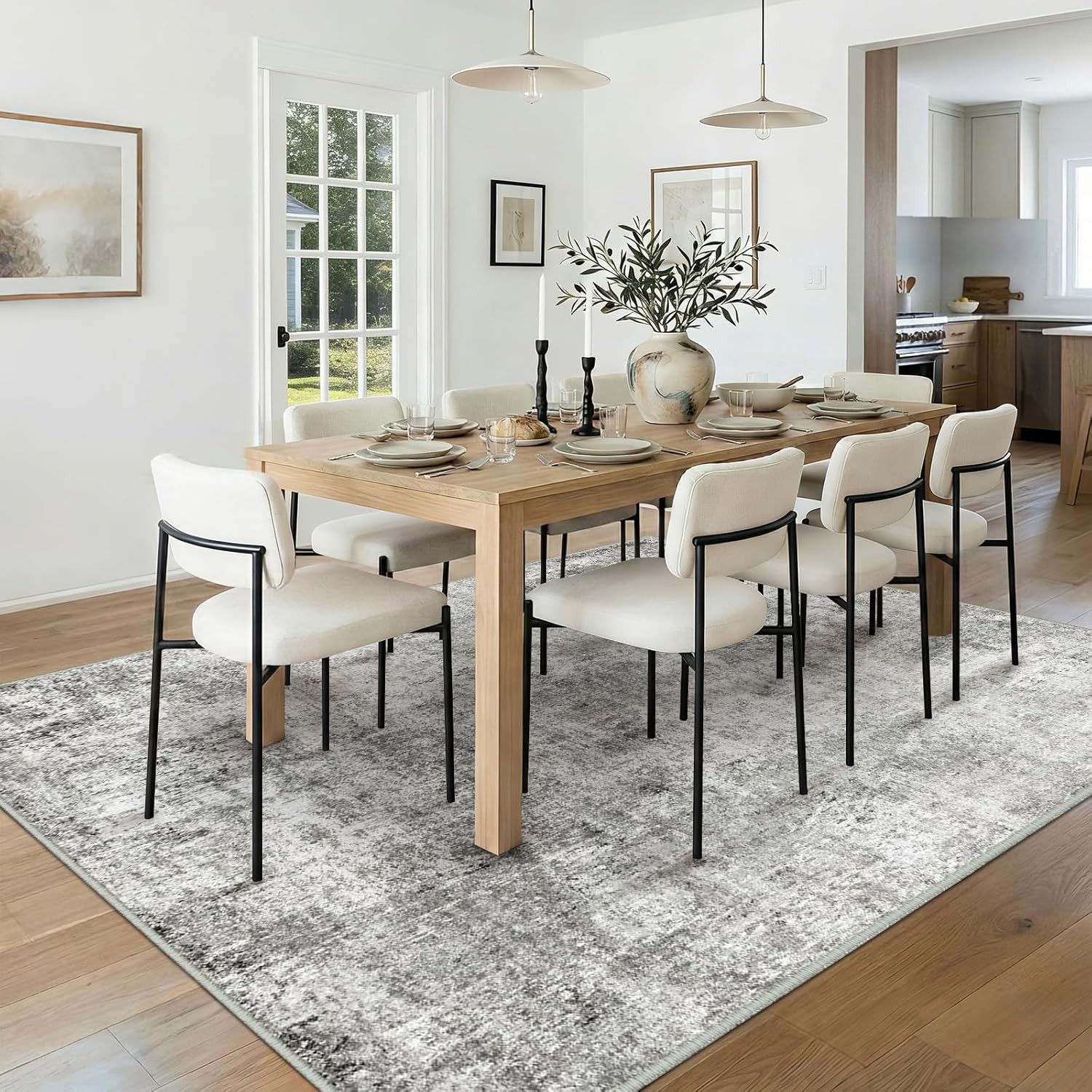 Washable Area Rugs 5’x7′ Non-Slip Modern Abstract Soft for Living