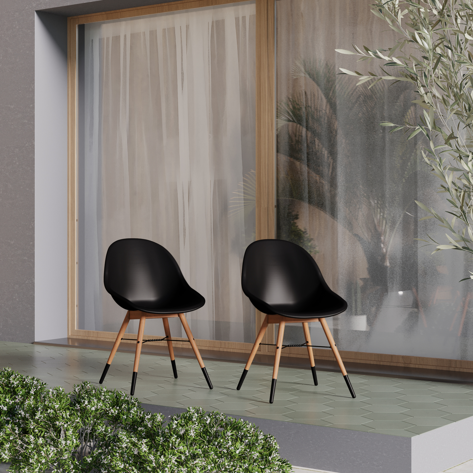 Amazonia Chatelus 3-Piece Outdoor Dining Set | Eucalyptus | Ideal for Patios