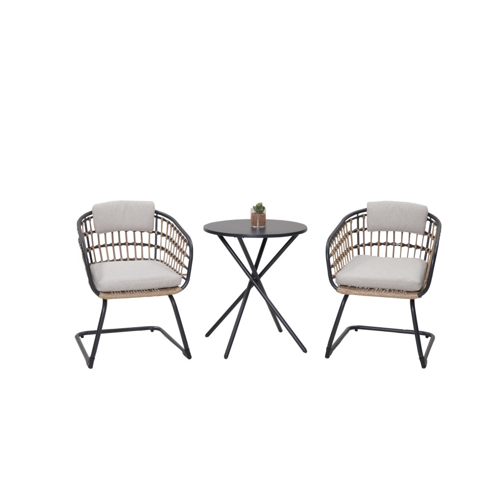 Weather Outdoor Wicker Dining Chairs Set of 2 Steel Frame Patio Furniture
