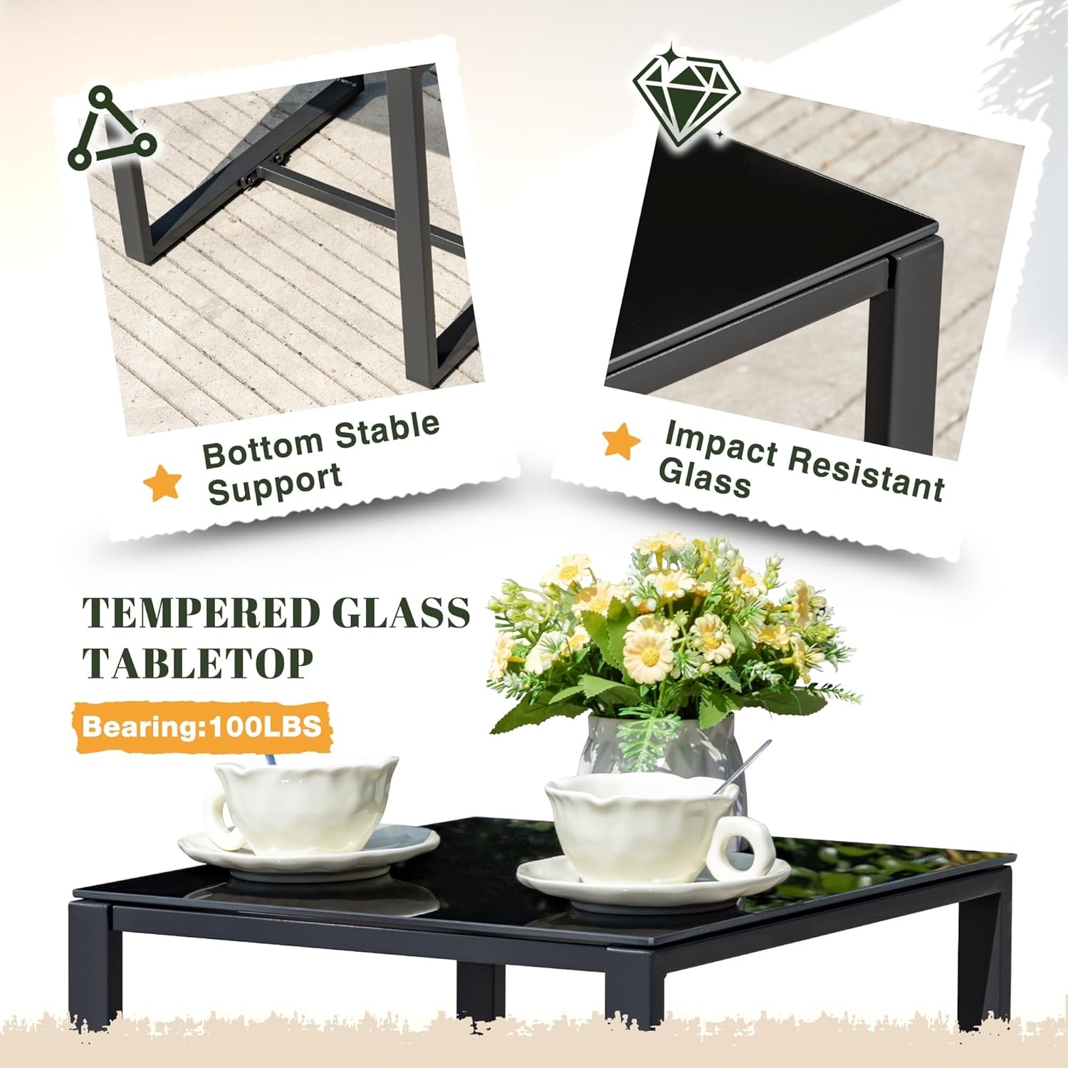 Resin Patio Furniture Set 3 Piece All Weather Outdoor Rocking Chairs W/ Cushions