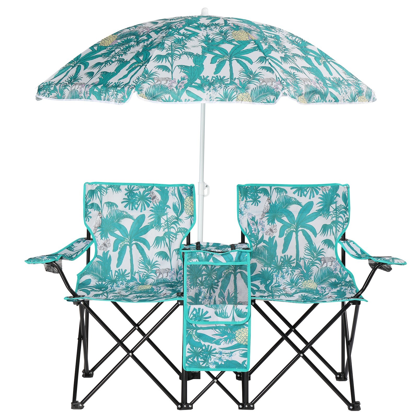 ❄️FREE SHIPPING!❄️2 Foldable Outdoor Chairs & Umbrellas 4 Camping or Tailgating!