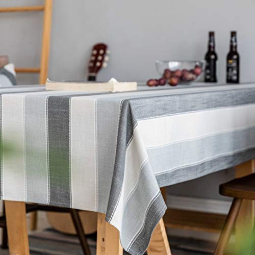 Square Tablecloth 52×52, Striped Table Cover for 52″ x 52″ (Square) 01 Grey