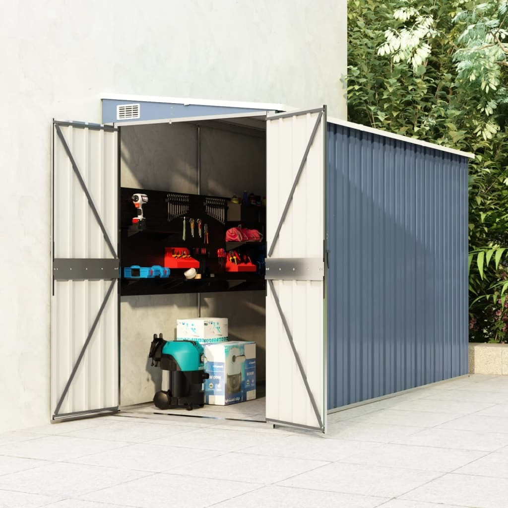 Wall-mounted Garden Shed Gray 46.5″x113.4″x70.1″ Galvanized Steel