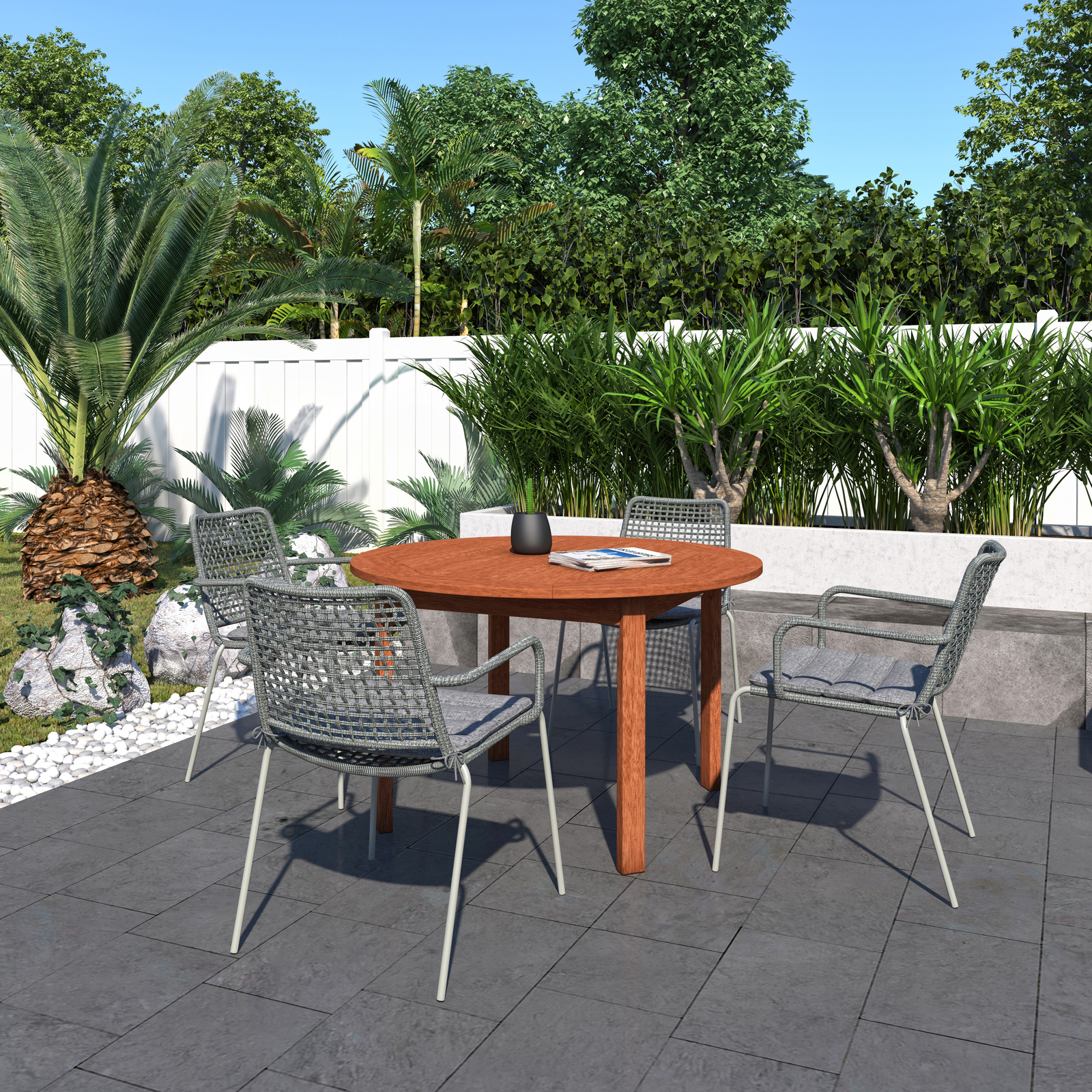 Amazonia Breves 5-Piece Outdoor Dining Set | Eucalyptus | Ideal For Patios