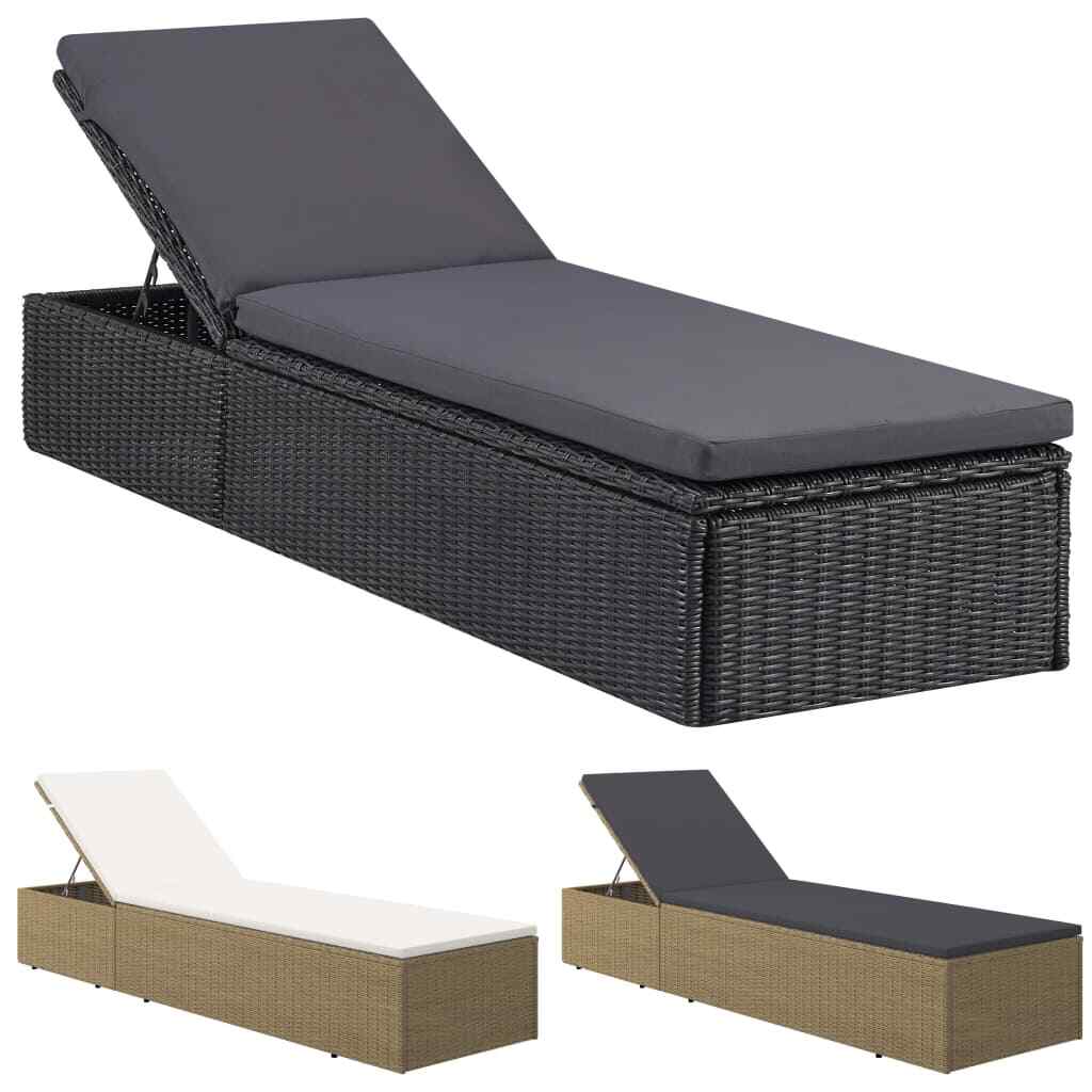 Sunlounger Poly Rattan Patio Garden Outdoor Chair Seat Multi Colors vidaXL