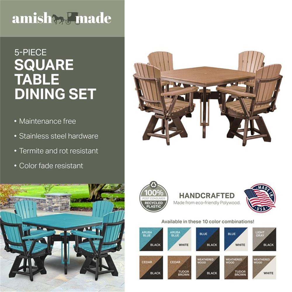 Five Piece Square Dining Height Dining Set in Aruba Blue/Black