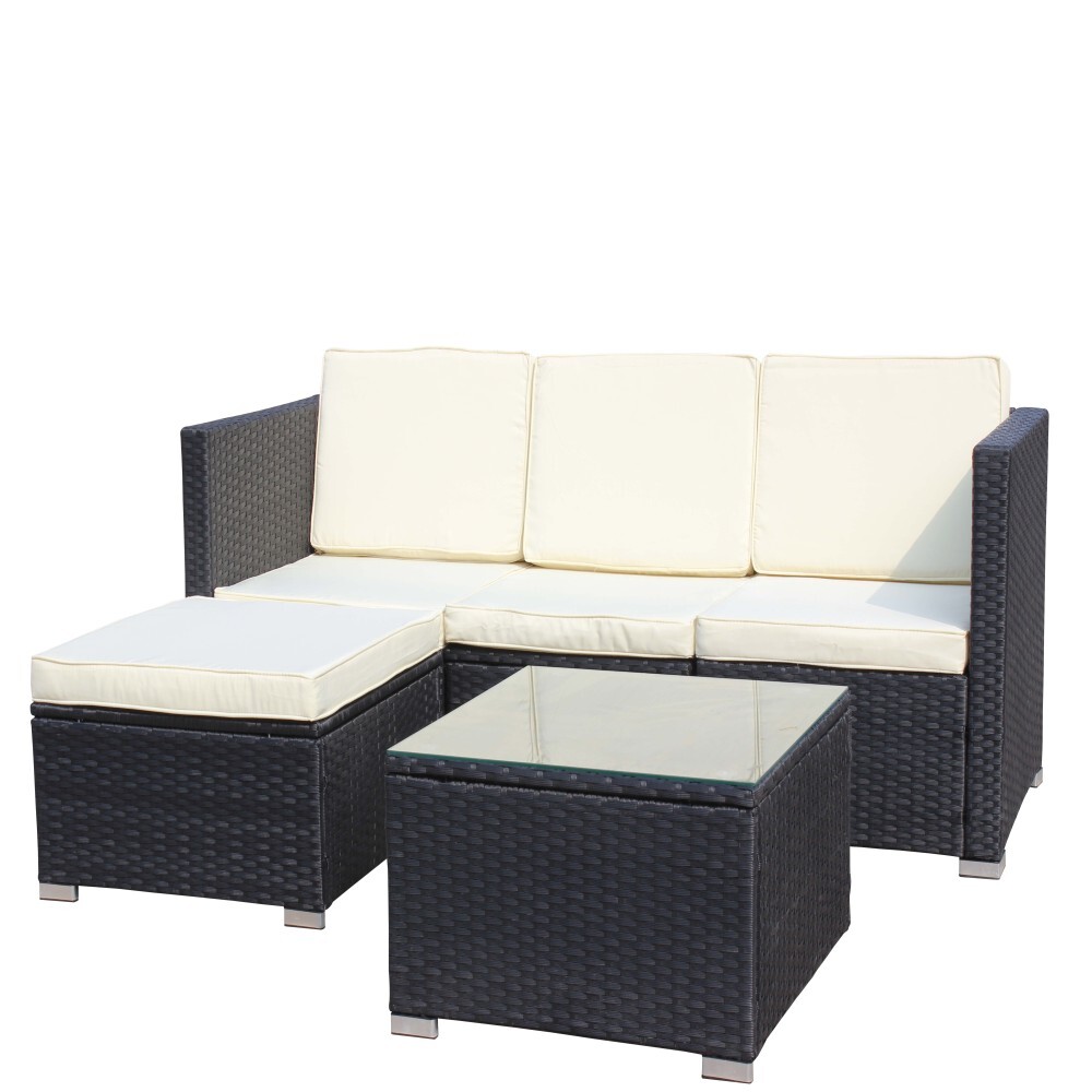 Outdoor Garden Patio Furniture 5-Piece PE Rattan Wicker Cushioned Sofa Sets