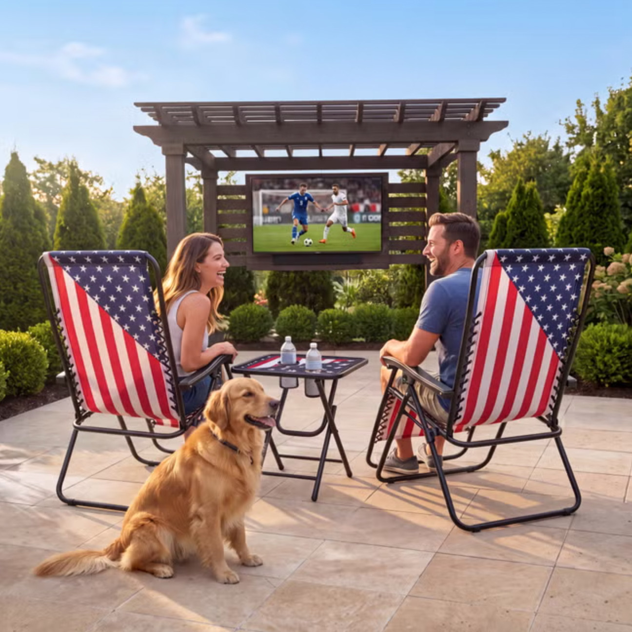 Brylane Home 3-Pc Zero Gravity Patio Chair & Table Set Folding Outdoor Chairs