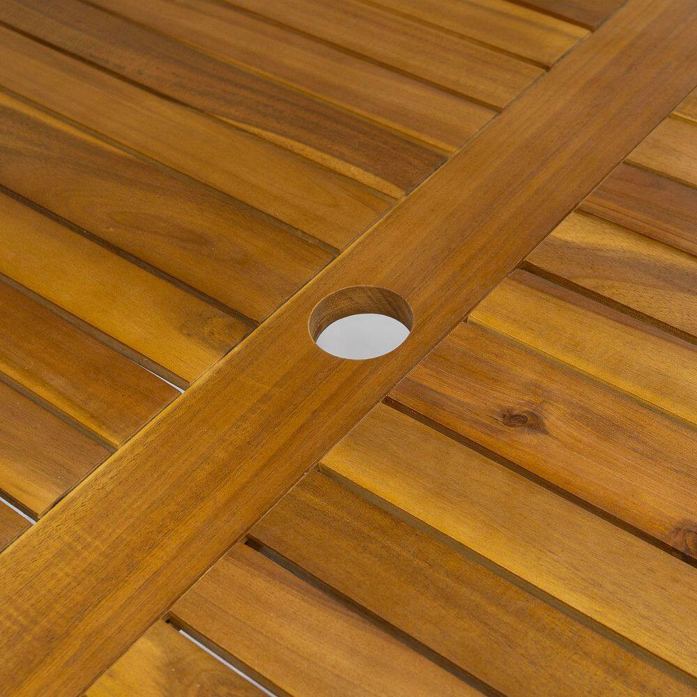 Teak Wood Outdoor Dining Table with Umbrella Hole