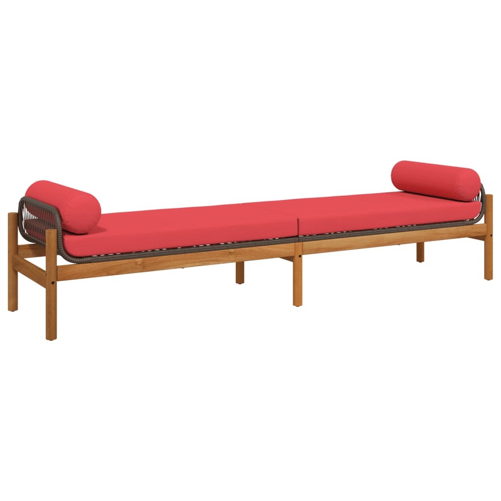 Patio Bench with Cushion Outdoor Loveseat Brown Poly Rattan Acacia vidaXL
