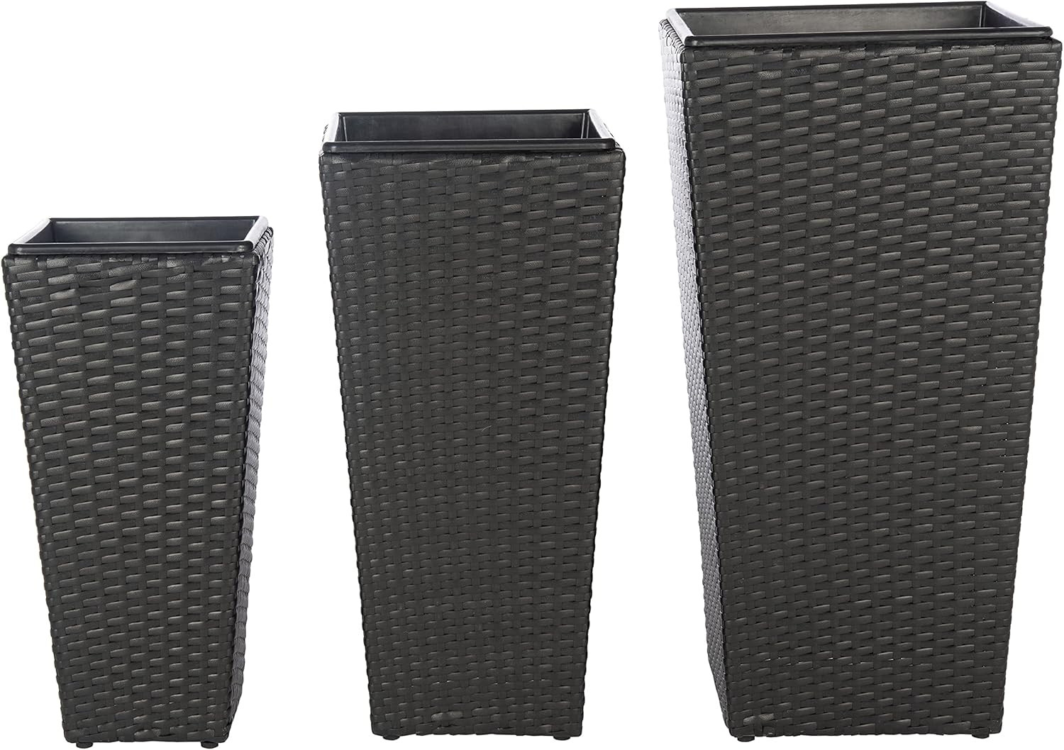 Lendson Black 3-Piece Outdoor Patio Flower Pot Set, Fully Assembled