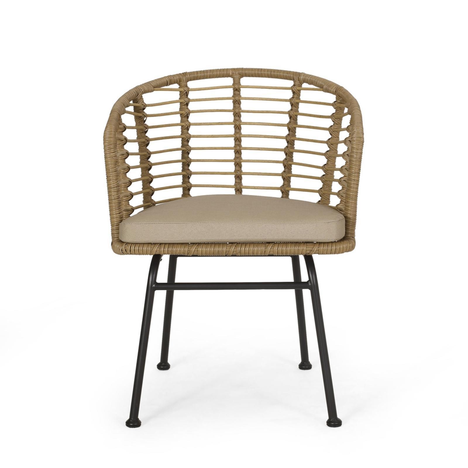 Contemporary Patio Chair with Handcrafted Woven Finish, Thin Angled Legs, and