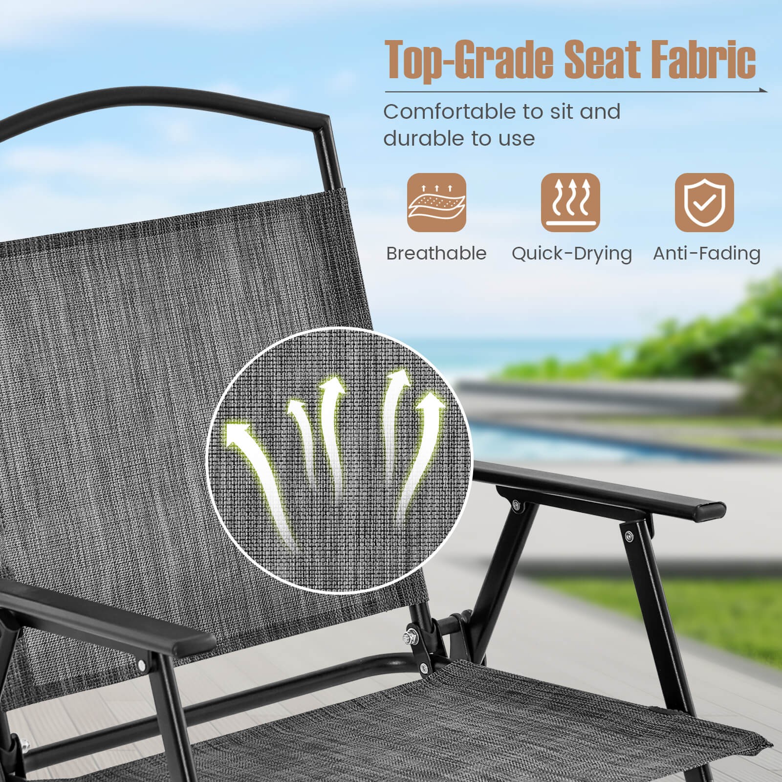 Patio Dining Set for 4 Folding Chairs & Dining Table Set with Umbrella Hole