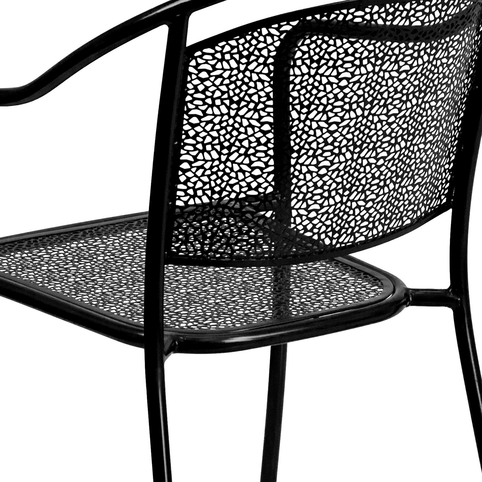 Bowery Hill 5 Piece 36″ Square Steel Flower Print Patio Dining Set in Black