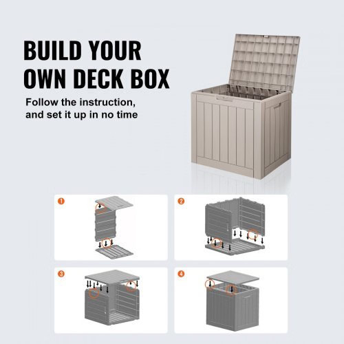 Outdoor Storage Box, 31 Gallon Resin Deck Box, Backyard Outside Toy and Towel S
