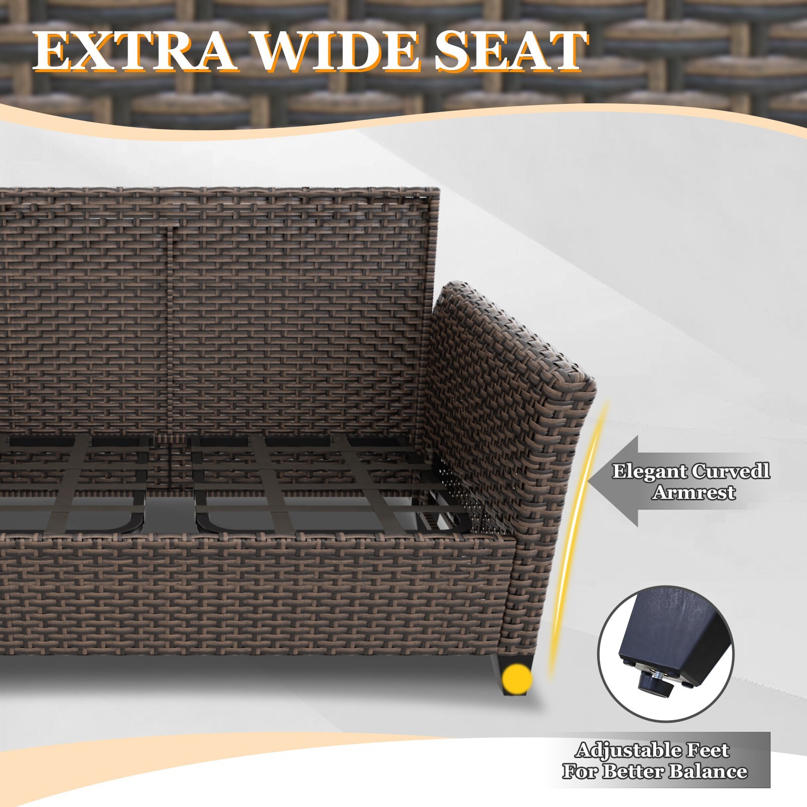 EAGLE PEAK Ocean Vista Outdoor Wicker Loveseat Sofa with 2 Ottomans