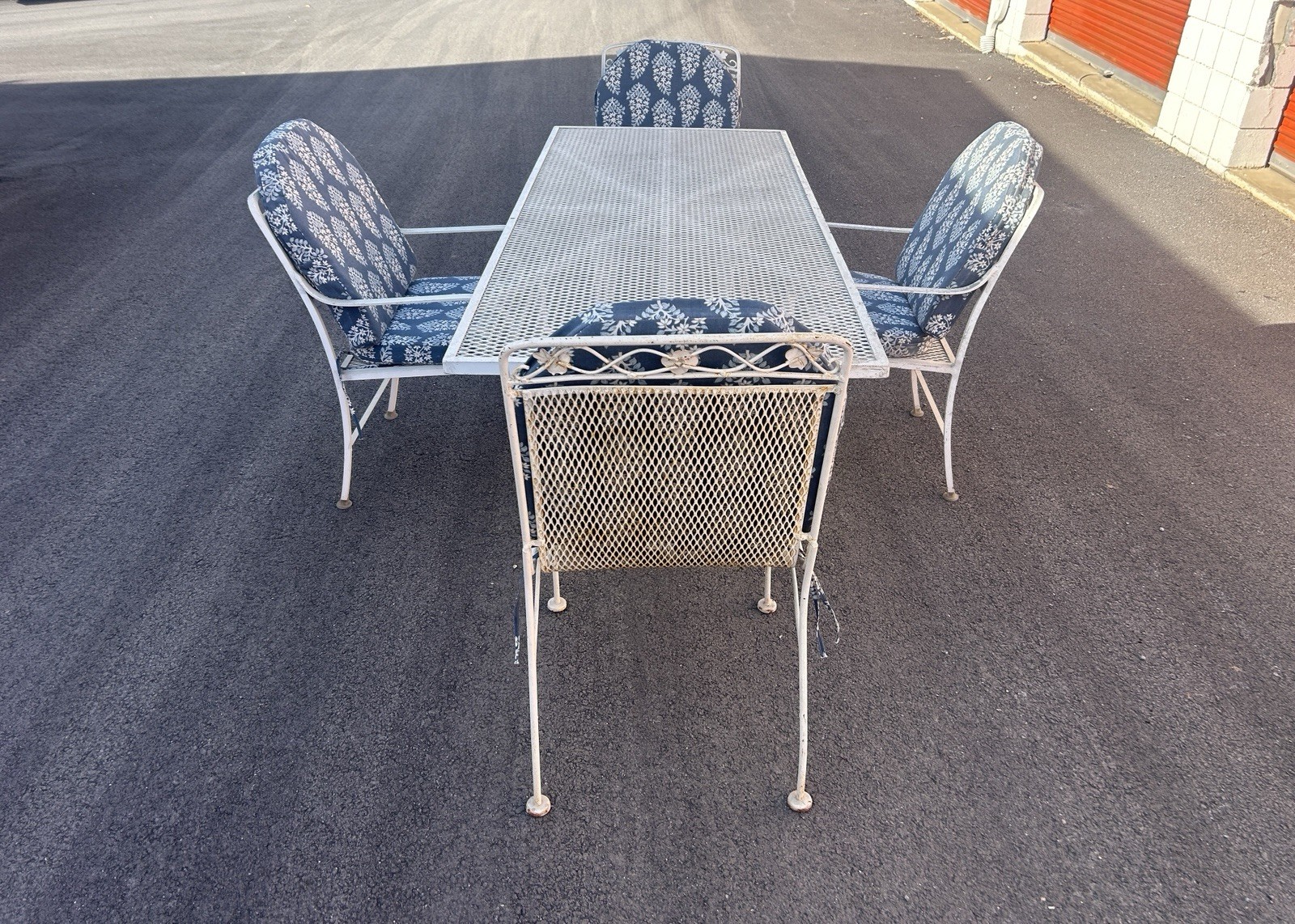Beautiful Vintage Patio Set Large Table, 4 Chairs And 3 Nestling Side Tables ***