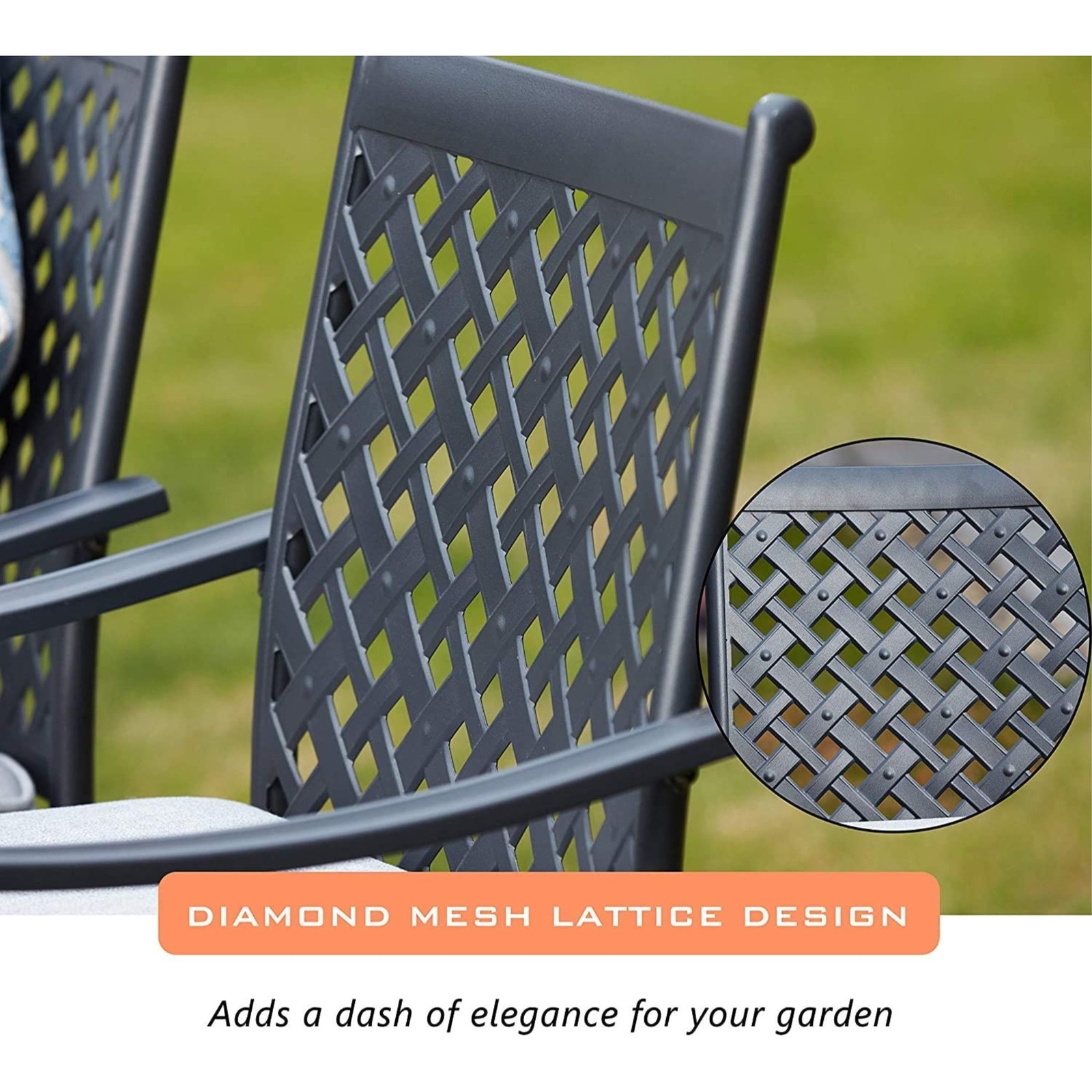 Garden Elements Outdoor 5-Piece Steel Patio Set, Table and 4 Chairs, Black