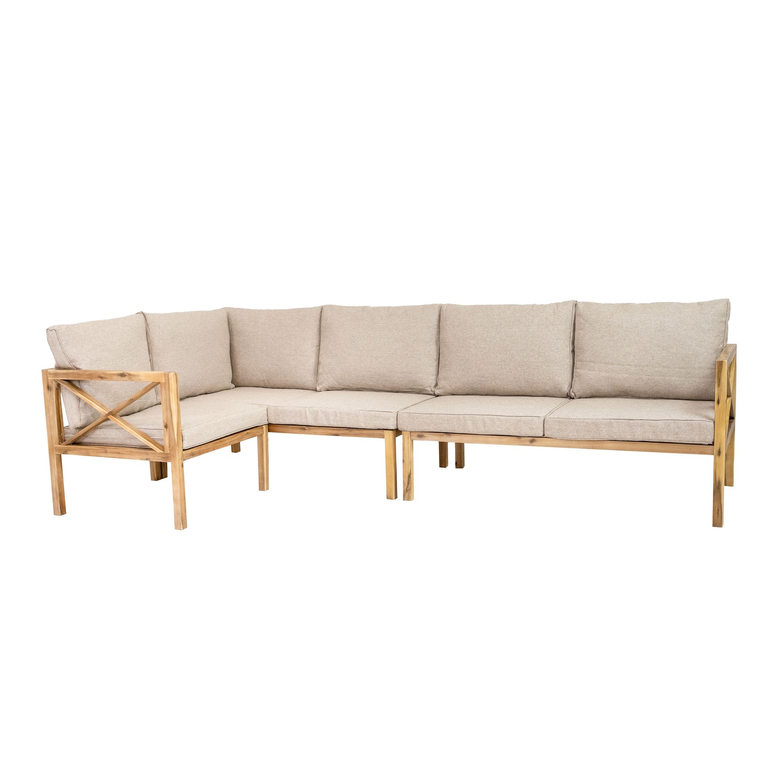 Edisto 4-Piece Acacia Outdoor Conversation Set – Light Brown by Sunnydaze