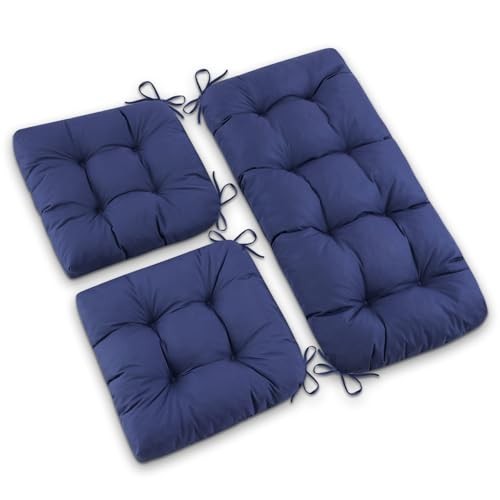Outdoor Wicker Chair Cushions, Waterproof Wicker Furniture Cushions, Navy Blue