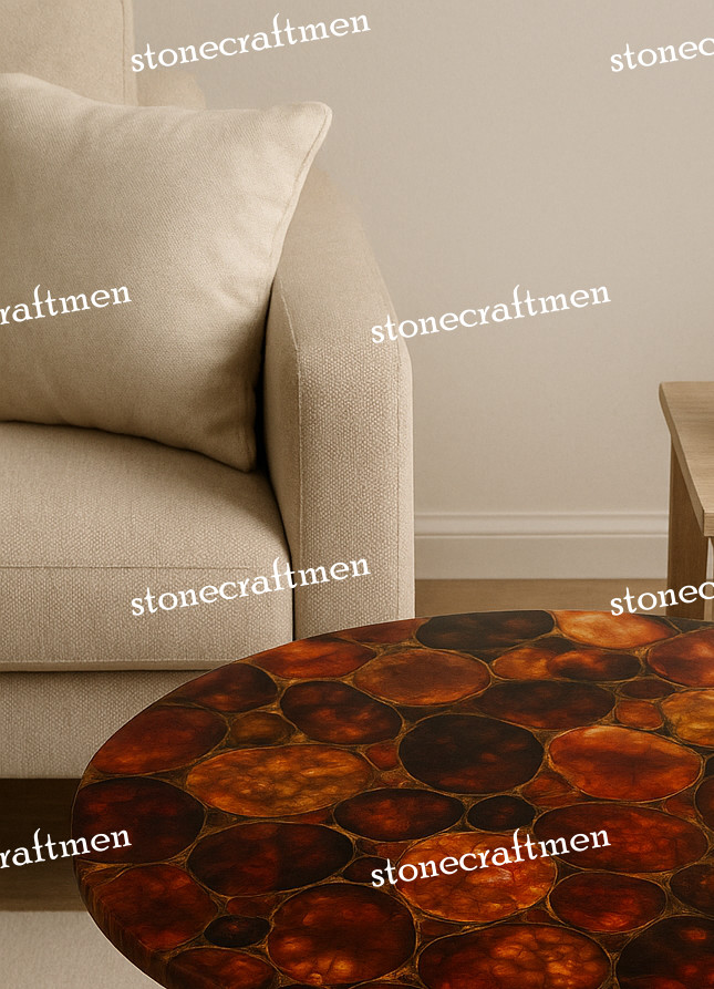 Red Agate Coffee Table Top – Unique Natural Stone, Elegant Home Décor Customize