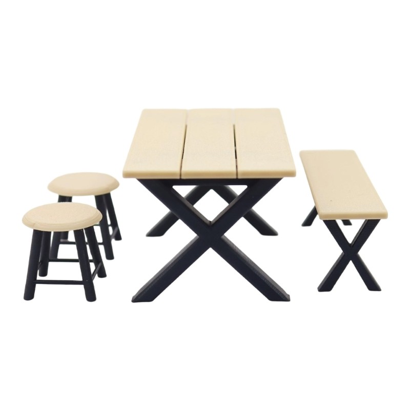 Miniature Camping Table and Chair Set Realistic Furniture for Dollhouses Decors