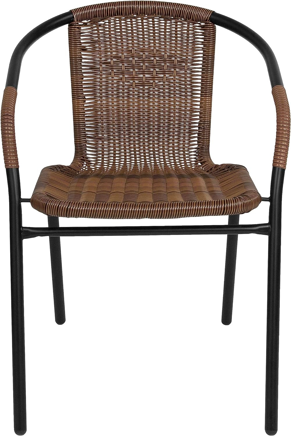 Flash Furniture Lila Modern Rattan Indoor/Outdoor Stackable Dining Chairs, Stack