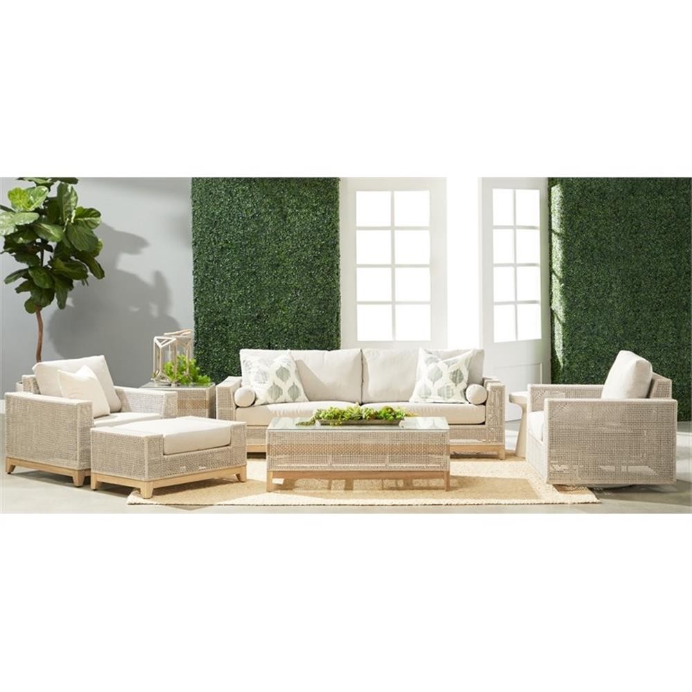 Maklaine Modern Transitional 90″ Fabric Outdoor Sofa in Gray