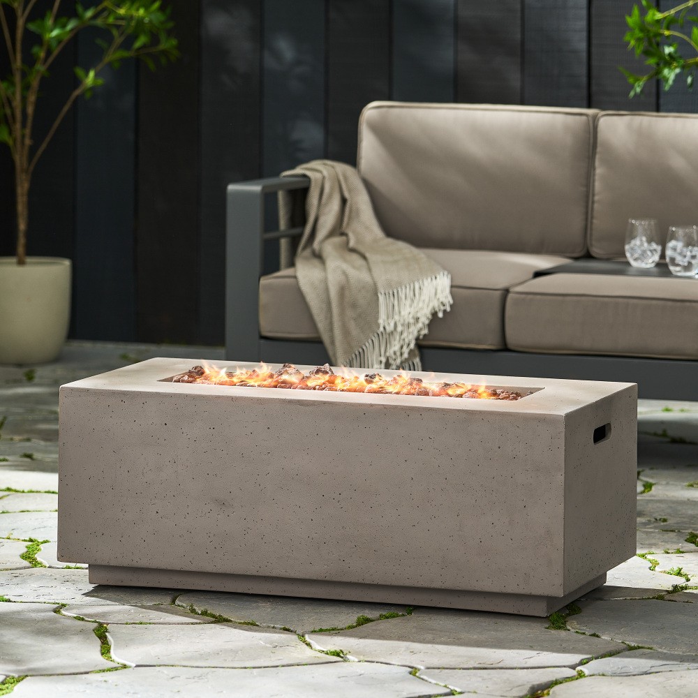 40″ 40,000 BTU Outdoor Propane Fire Pit, Lightweight Concrete, Dark Grey