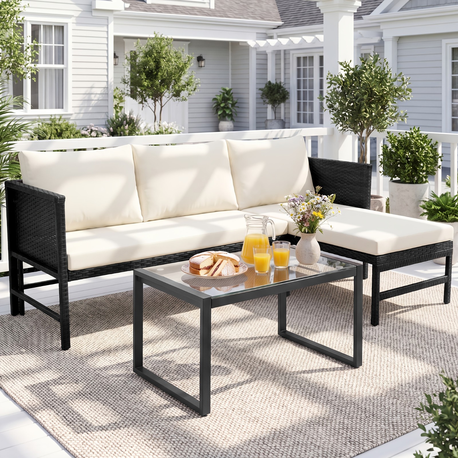 L Shaped Outdoor Couch Set