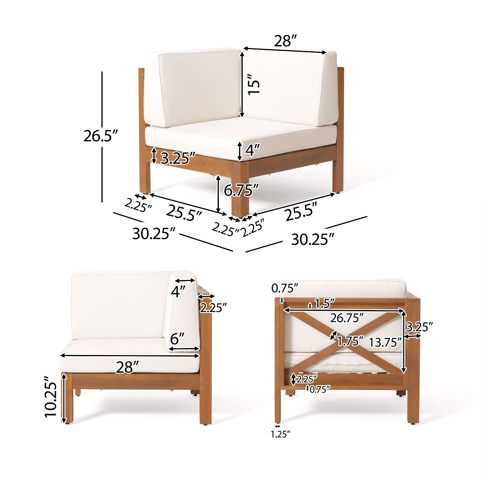 Isabella Outdoor 9 Seater Acacia Wood Sectional Sofa Set