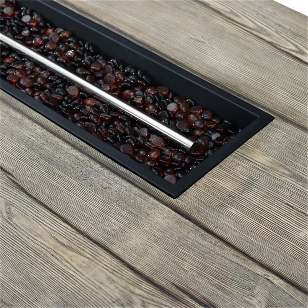 Modway Manteo 70″ Rectangular Wood Outdoor Patio Fire Pit Table in Light Gray