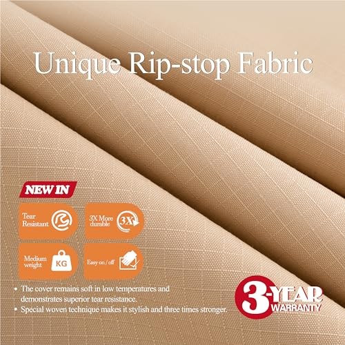 Large Heavy-Duty Patio Table 136″W x 88″D x 36″H, Rectangular Beige & Coffee