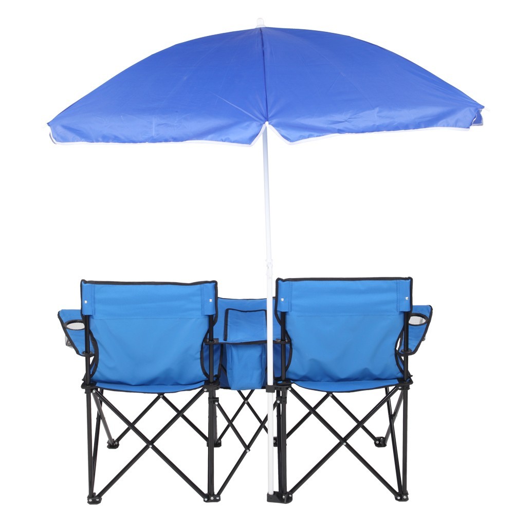 ❄️FREE SHIPPING!❄️2 Foldable Outdoor Chairs & Umbrellas 4 Camping or Tailgating!