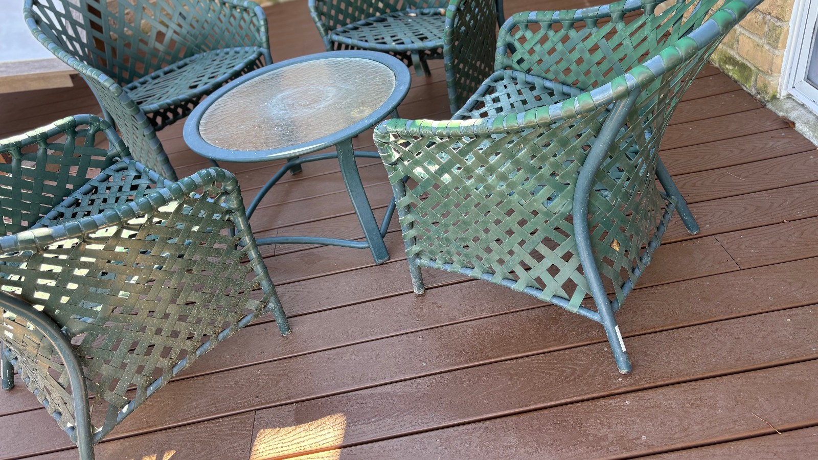 Brown Jordan Five Piece Patio Set Green Weave